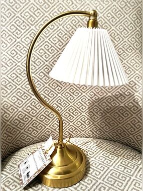 NEW LAURA ASHLEY Auto LED Rechargeable Touch Desk LAMP. Brushed Gold. 14"